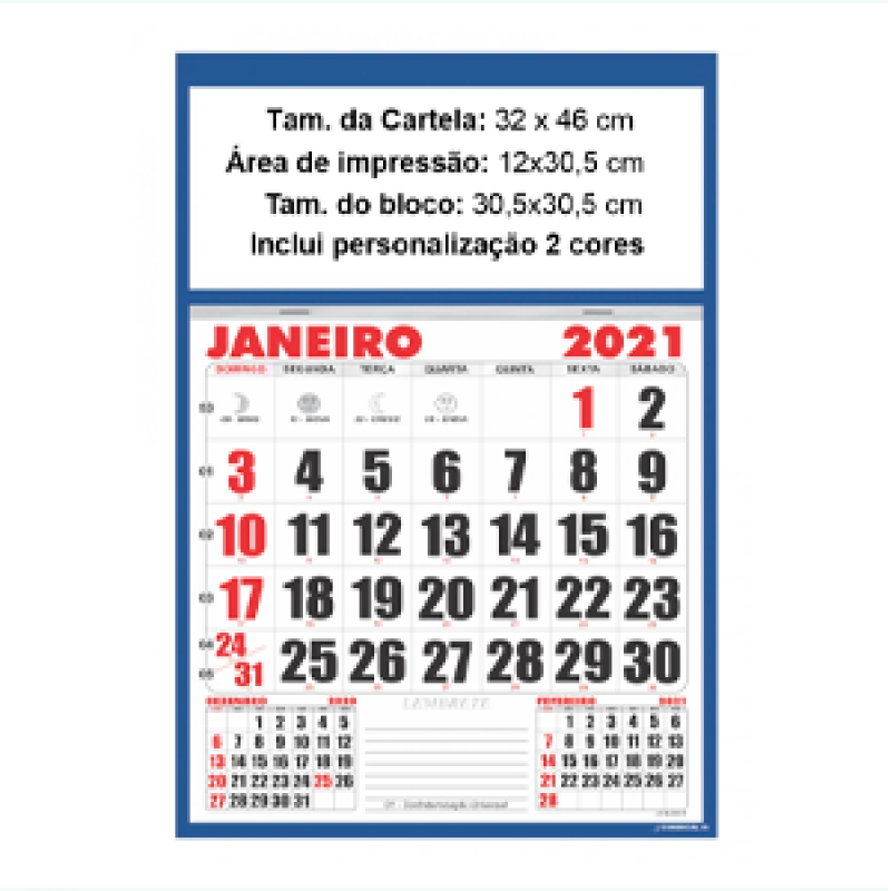 Calendário Parede Personalizado Duque de Caxias - Calendário Brinde Personalizado